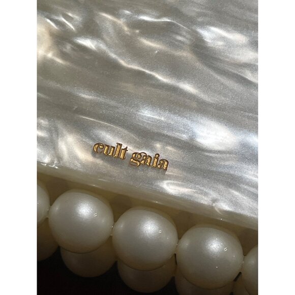 Cult Gaia Eos Beaded Acrylic Box Clutch in Pearl Woth Box Womens Ball Bag - Picture 10 of 16